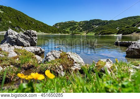 Stunning Zireiner See Lake In Tyrol Alm Mountains Austria