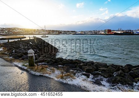 Hafnarfjordur Harbor Bay City Center In Iceland
