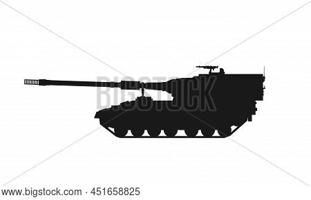 Self-propelled Artillery Icon. Army Artillery System Panzerhaubitze. Vector Image For Military Conce