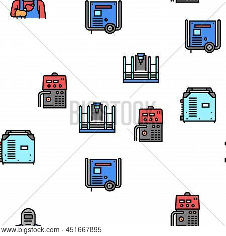Welding Machine Tool Vector Seamless Pattern Thin Line Illustration