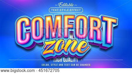 Editable Text Style Effect - Comfort Zone Text Style Theme. Graphic Design Element.