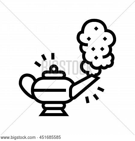 Djinn Lamp Line Icon Vector. Djinn Lamp Sign. Isolated Contour Symbol Black Illustration