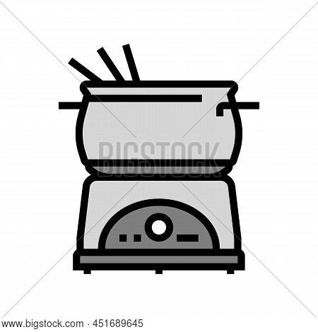 Steel Fondue Pot Color Icon Vector. Steel Fondue Pot Sign. Isolated Symbol Illustration