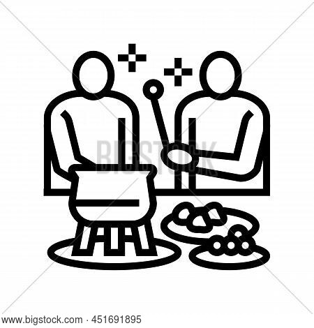 Party Fondue Line Icon Vector. Party Fondue Sign. Isolated Contour Symbol Black Illustration