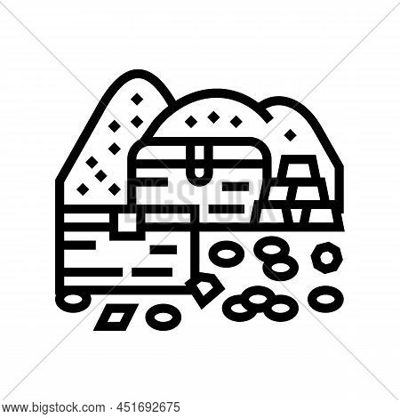 Treasury Chest Line Icon Vector. Treasury Chest Sign. Isolated Contour Symbol Black Illustration