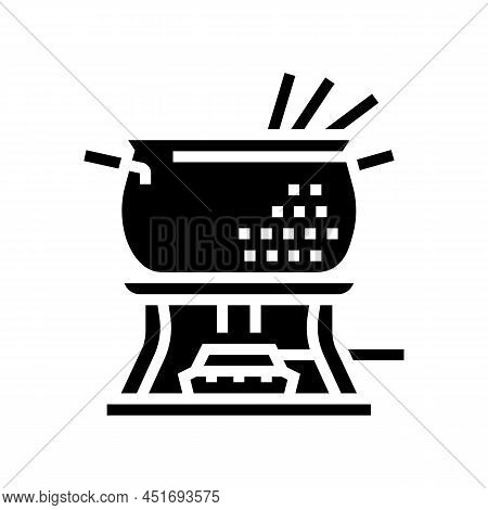 Copper Fondue Pot Glyph Icon Vector. Copper Fondue Pot Sign. Isolated Contour Symbol Black Illustrat