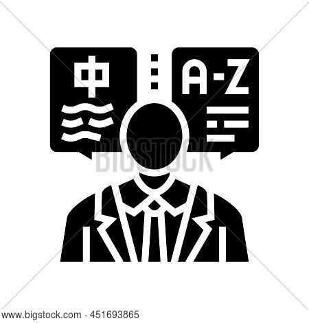 Translator Language Business Glyph Icon Vector. Translator Language Business Sign. Isolated Contour 