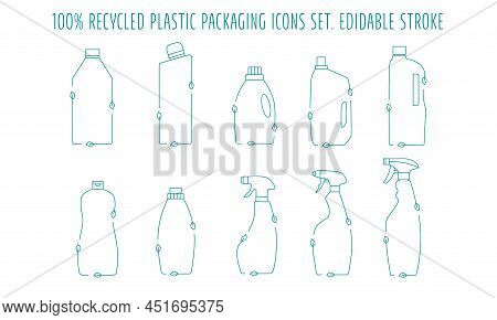 Eco-friendly Packaging - Recycle Cleaning Bottle Icon Concept Of Waste Sorting. Editable Stroke. Vec