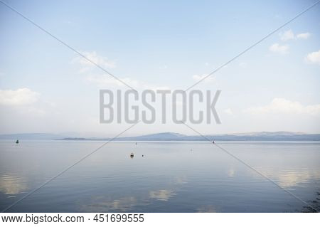 Mindfulness Empty Background With Sea And Blank Sky