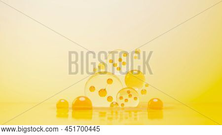 3d Render Of Simple Chemical Bond In Side Cell Or Molecules. The Associated Of Atoms, Ions, Bond And