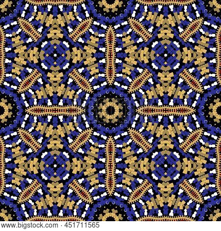 Modern Ornamental Colorful Seamless Pattern. Symmetrical Patterned Vector Background. Bright Repeat 