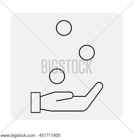 Hand Ball Icon For Game Design. White Background. Vector Illustration. Stock Image.