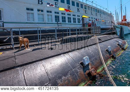 San Diego, Navy Pier, California, Usa - August 1, 2018: Uss Dolphin Agss-555 American Submarine Of U