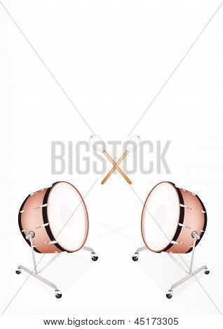 Two Beautiful Classical Bass Drum On White Background
