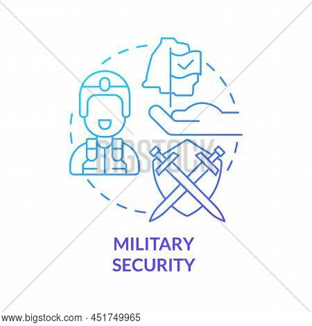 Military Security Blue Gradient Concept Icon. Armed Forces Service. Element Of National Safety Abstr