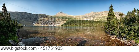 Panorama Of Pitamakan Pass And Surrounding Mountains From The Shore Of Pitamakan Lake In Glacier