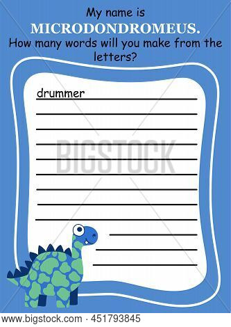 Funny Anagram Game With Dino For Kids Vector Illustration