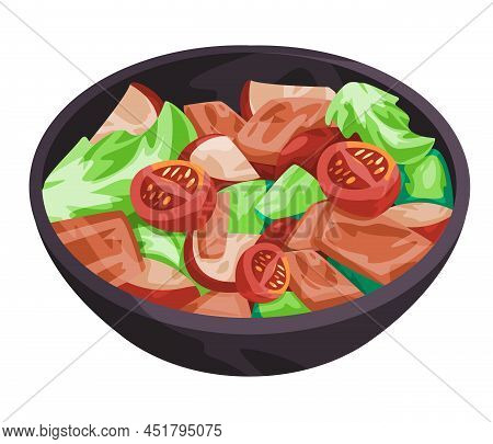 Fattoush Arab Midde East Salad Food Healthy Traditional Lebanon Fresh Illustration