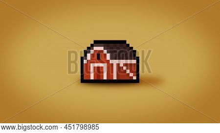 Pixel Red Barn Background - High Res 4K Wallpaper