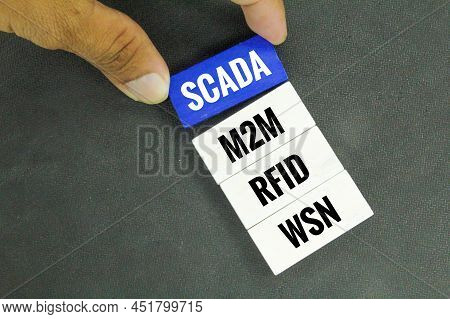 Colored Board With The Concept Of The Four Pillars Of Iot