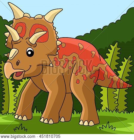 This Cartoon Clipart Shows A Xenoceratops Dinosaur Illustration.