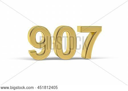 Golden 3d Number 907 - Year 907 Isolated On White Background - 3d Render