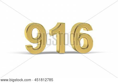 Golden 3d Number 916 - Year 916 Isolated On White Background - 3d Render