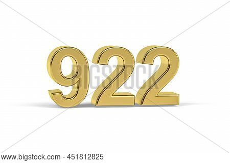 Golden 3d Number 922 - Year 922 Isolated On White Background - 3d Render