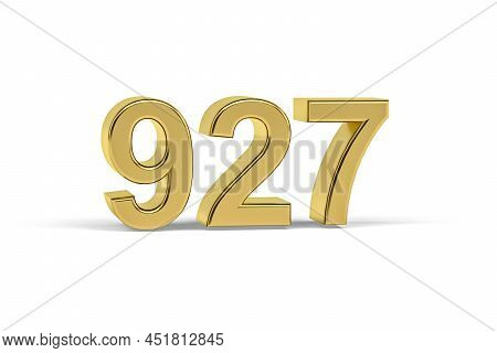 Golden 3d Number 927 - Year 927 Isolated On White Background - 3d Render