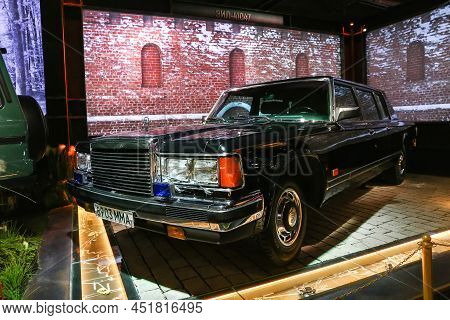Moscow, Russia - February 24, 2022: Russian Government Limousine Zil 41047 In The Museum Of The Spec