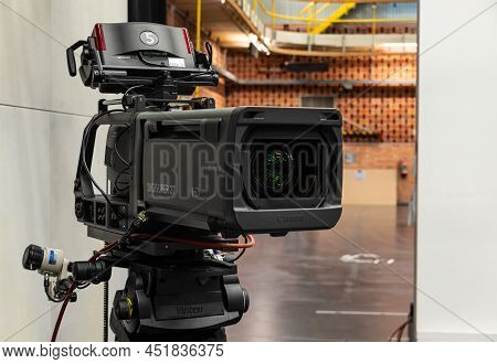 Schaerbeek, Brussels Capital Region, Belgium - 03 26 2022 - A Grasse Valley Thompson Broadcasting Ca