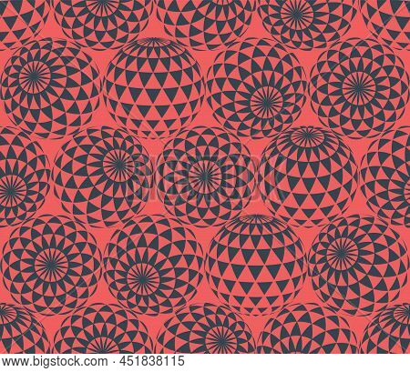 Checkered Triangle Patterned Balls In Different Positions Psychedelic Art Seamless Abstract Vector R