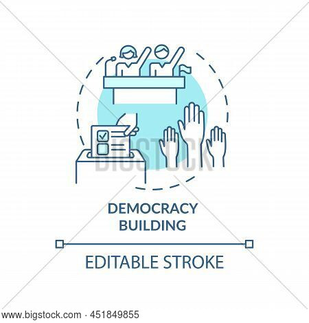 Democracy Building Turquoise Concept Icon. Armed Conflicts Prevention Abstract Idea Thin Line Illust