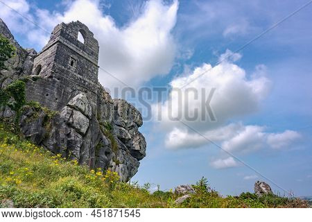 Roche Rock,ruins Of Chapel,with Dramatic Summer Sky,roche,cornwall,england,united Kingdom.