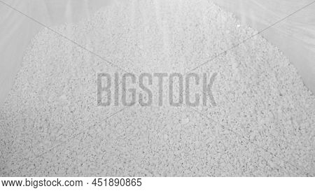 White Hard Grinded Plastic Comes Out Of The Cyclone Of The Machine By Pneumatic Transport Into The B