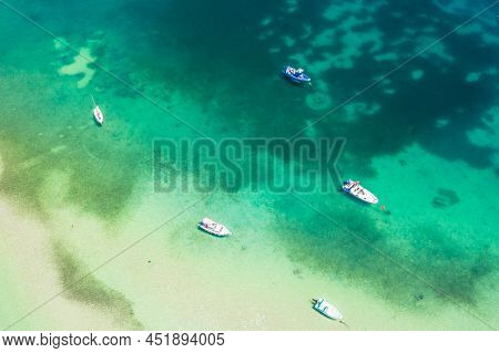 Dalmatia Region Stobrec Beach. / Top View At Stobrec Beach In Center Of Dalmatia Region, Croatia.
