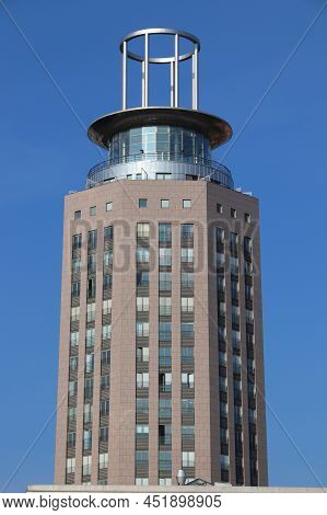 Stockholm, Sweden - August 24, 2018: South Tower (swedish: Soder Torn) Condominium Building In Soder