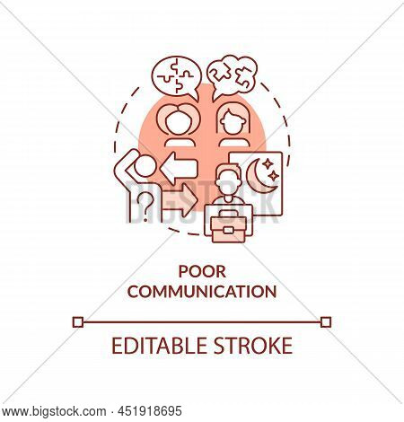 Poor Communication Red Concept Icon. Coworkers Miscommunication. Toxic Workplace Abstract Idea Thin 