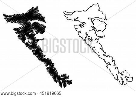 Moresby Island (canada, British Columbia Province, North America, Haida Gwaii Archipelago) Map Vecto