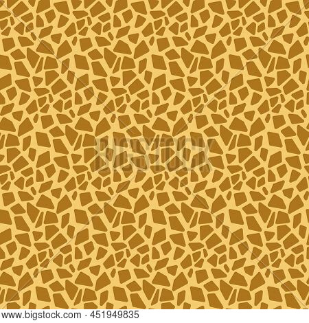 Animalistic Seamless Pattern Giraffe Skin, Imitation Of A Giraffe Pattern On Yellow Orange Brown Fab