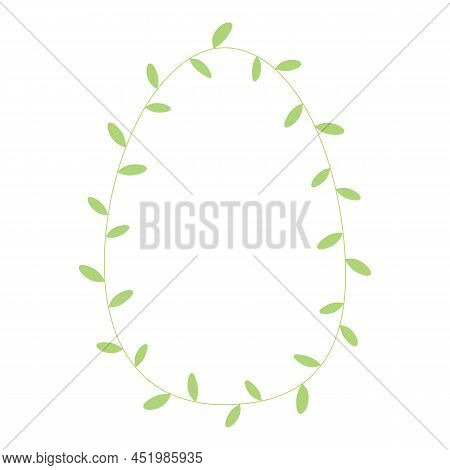Leaves Wreath Border Frame. Holiday Design Element For Easter, Greeting Card, Invitation, Flyer. Hol