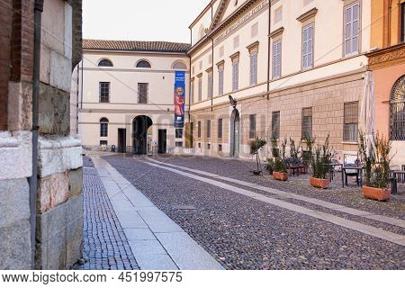 Cremona, Italy - January 2022: Piazza Sant'antonio Maria Zaccaria In The Area Behind The Baptistery 