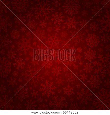 Red Background With Snowflakes