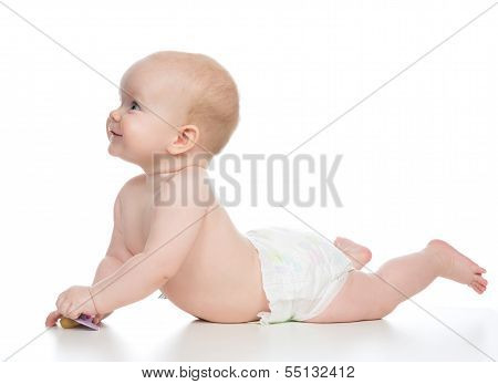 6 Month Infant Child Baby Boy Lying Happy Smiling
