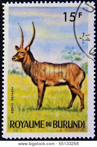 stamp printed in Kingdom of Burundi shows an African animal - Antelope