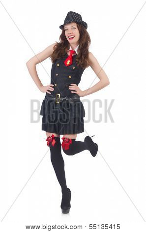 Young woman gangste isolated on white