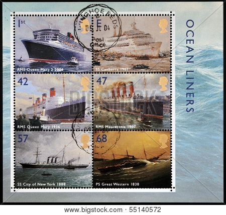 UNITED KINGDOM - CIRCA 2004: Collection stamps printed in Great Britain dedicated to ocean liners