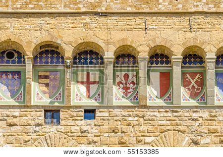 Detail of the Old Palace (Palazzo Vecchio or Palazzo della Signoria), in Florence (Italy).