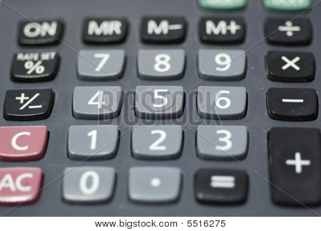 Teclado de calculadora, mostrando las principales claves utilizadas.
