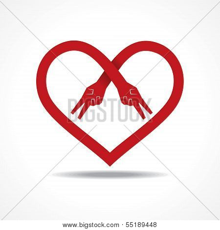 Victory hands make heart shape